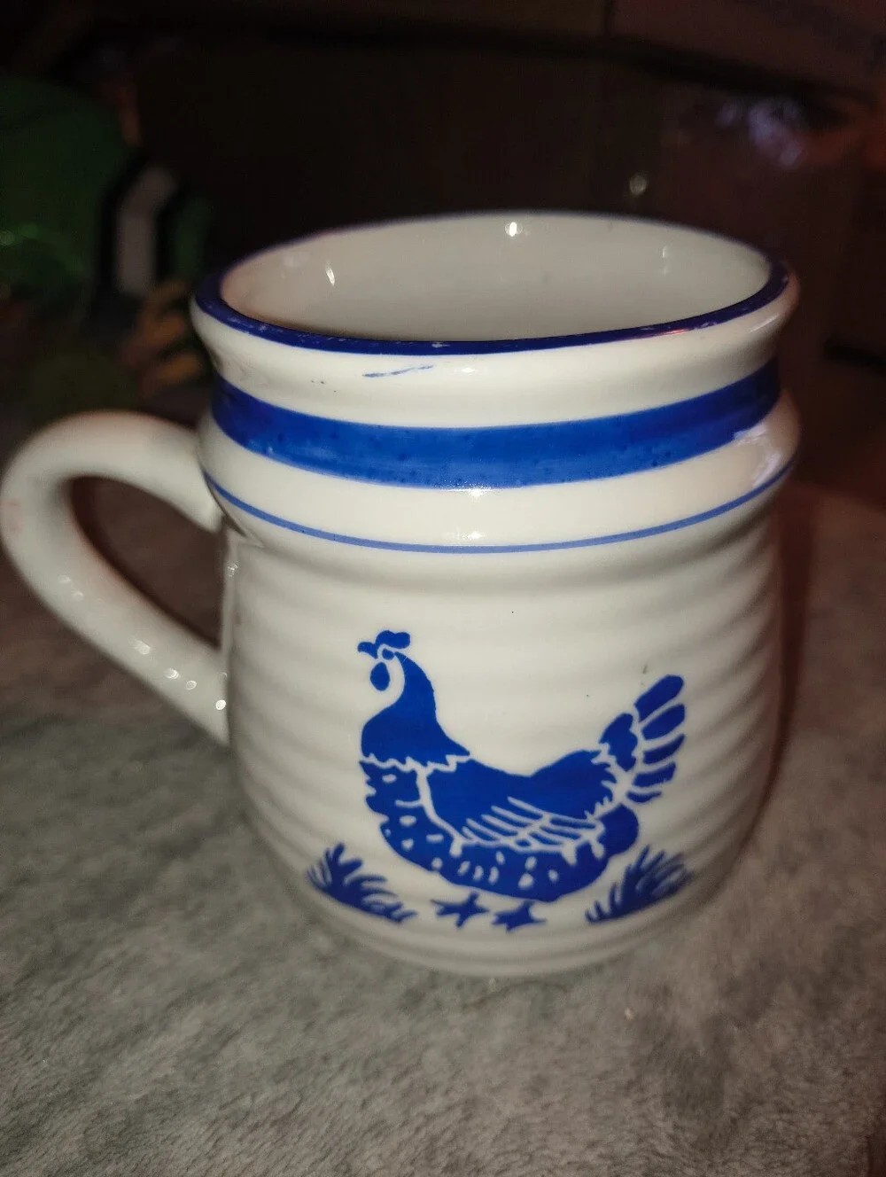 Blue & White Vintage Rooster Mug